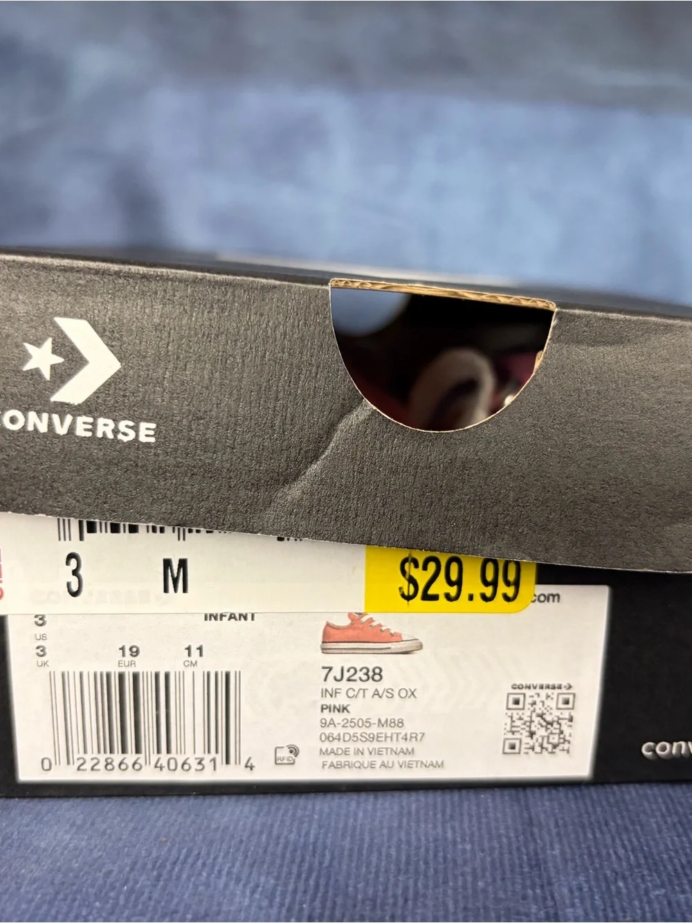 Converse Kids Pink Canvas Low-Top Sneakers Size 3C
